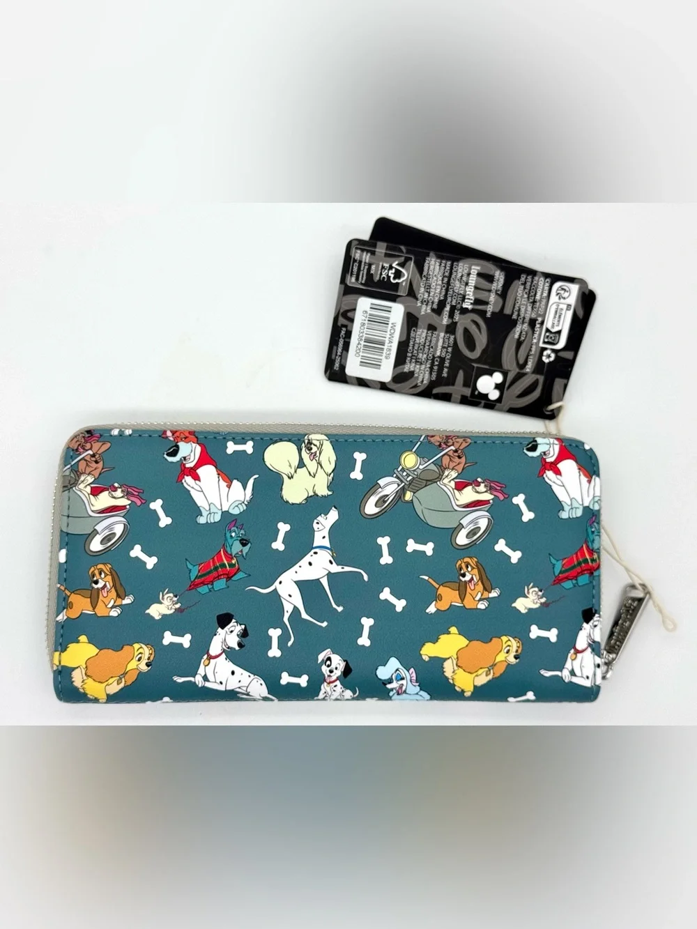 Loungefly Teal Disney Dogs Patterned Zip Wallet
